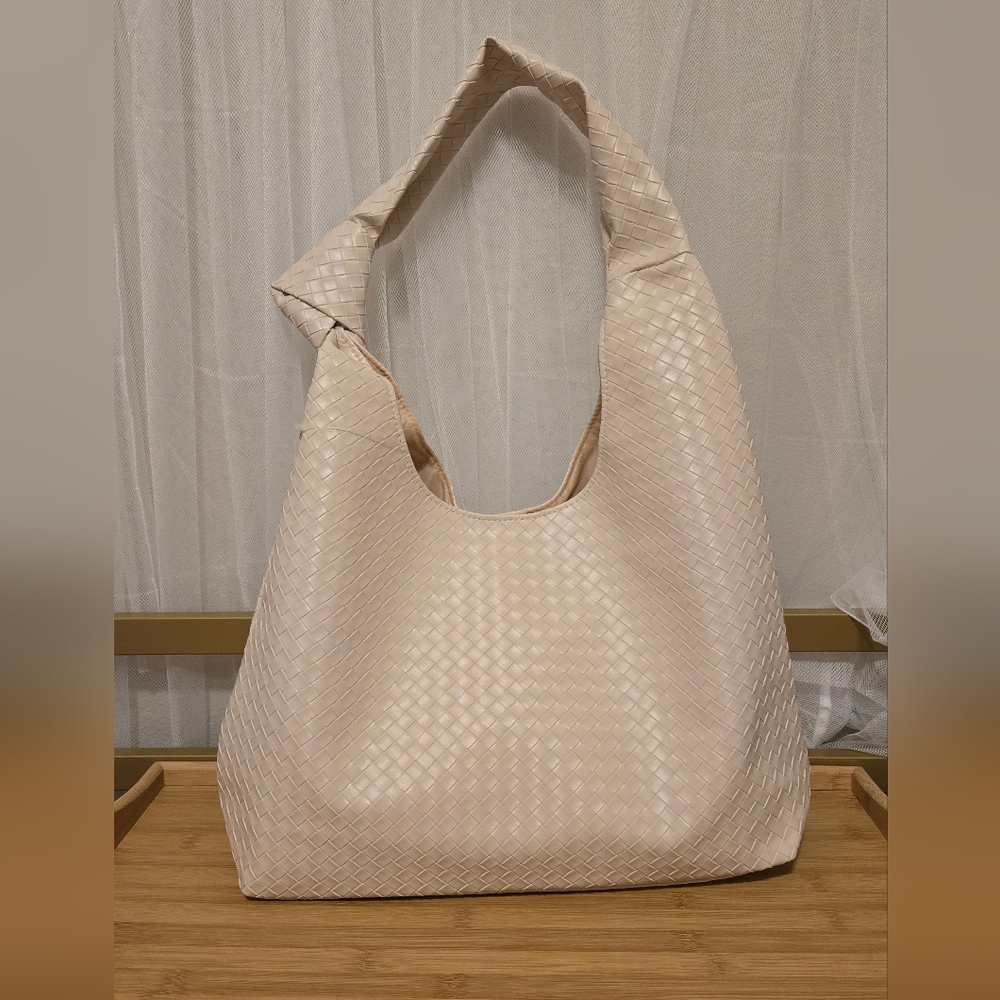 Ulta Beauty Cream Hobo Bag with Woven Texture